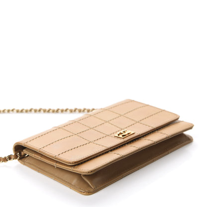 Chanel Calfskin Stitched Square Quilted Wallet On Chain WOC Beige 4 of 16