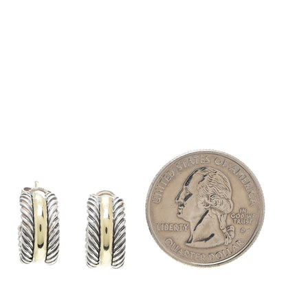 David Yurman Sterling Silver 14K Yellow Gold 16mm Cable Classics Hoop Earrings 2 of 5