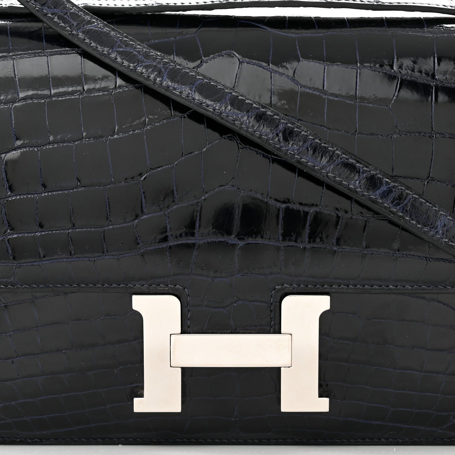 Hermes Shiny Niloticus Crocodile Constance 1-Elan Bleu Abysse 8 of 10