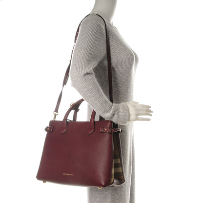 Burberry Calfskin House Check Medium Banner Tote Mahogany Red 2 of 8