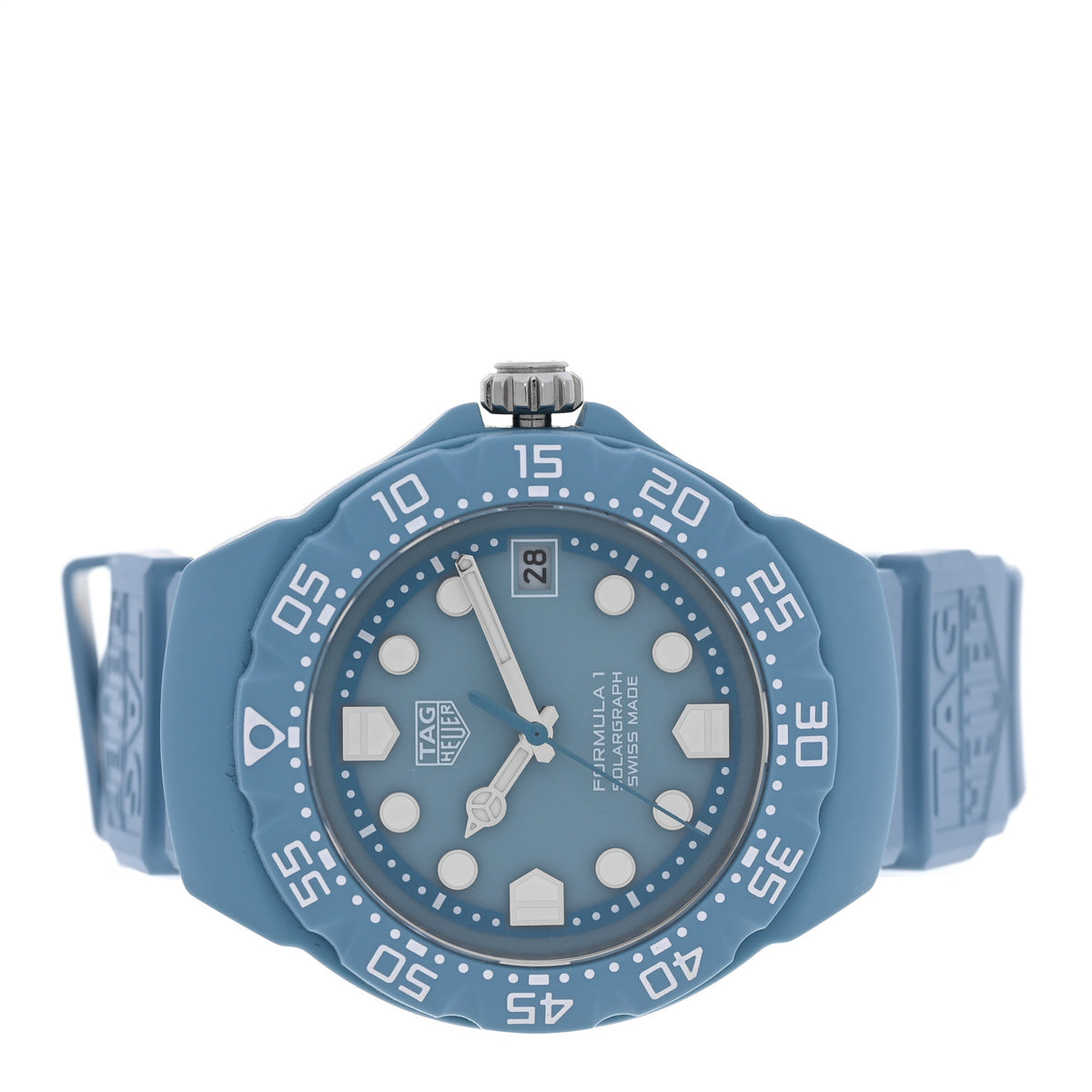 Tag Heuer Polylight Stainless Steel Rubber 38mm Formula 1 Solargraph Quartz Watch Light Blue WBY1163 2 of 5