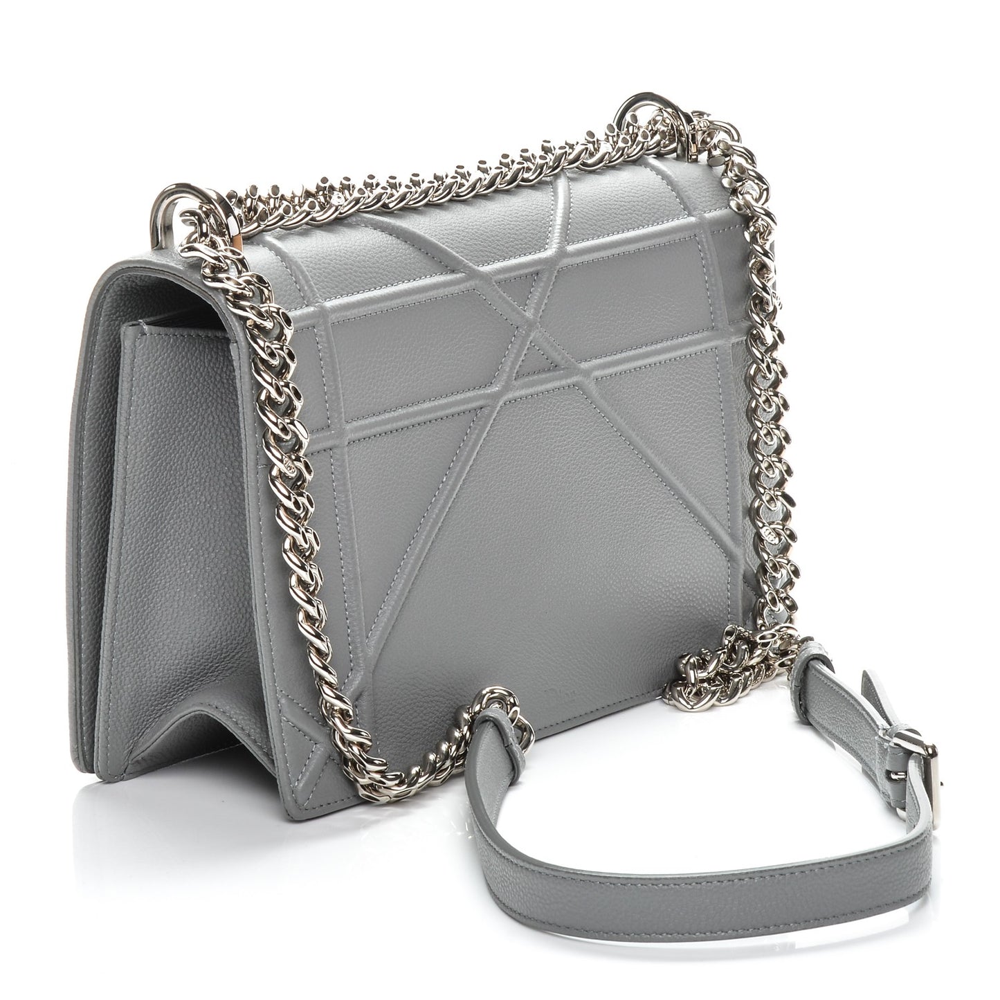 Grained Calfskin Medium Diorama Flap Bag Gris
