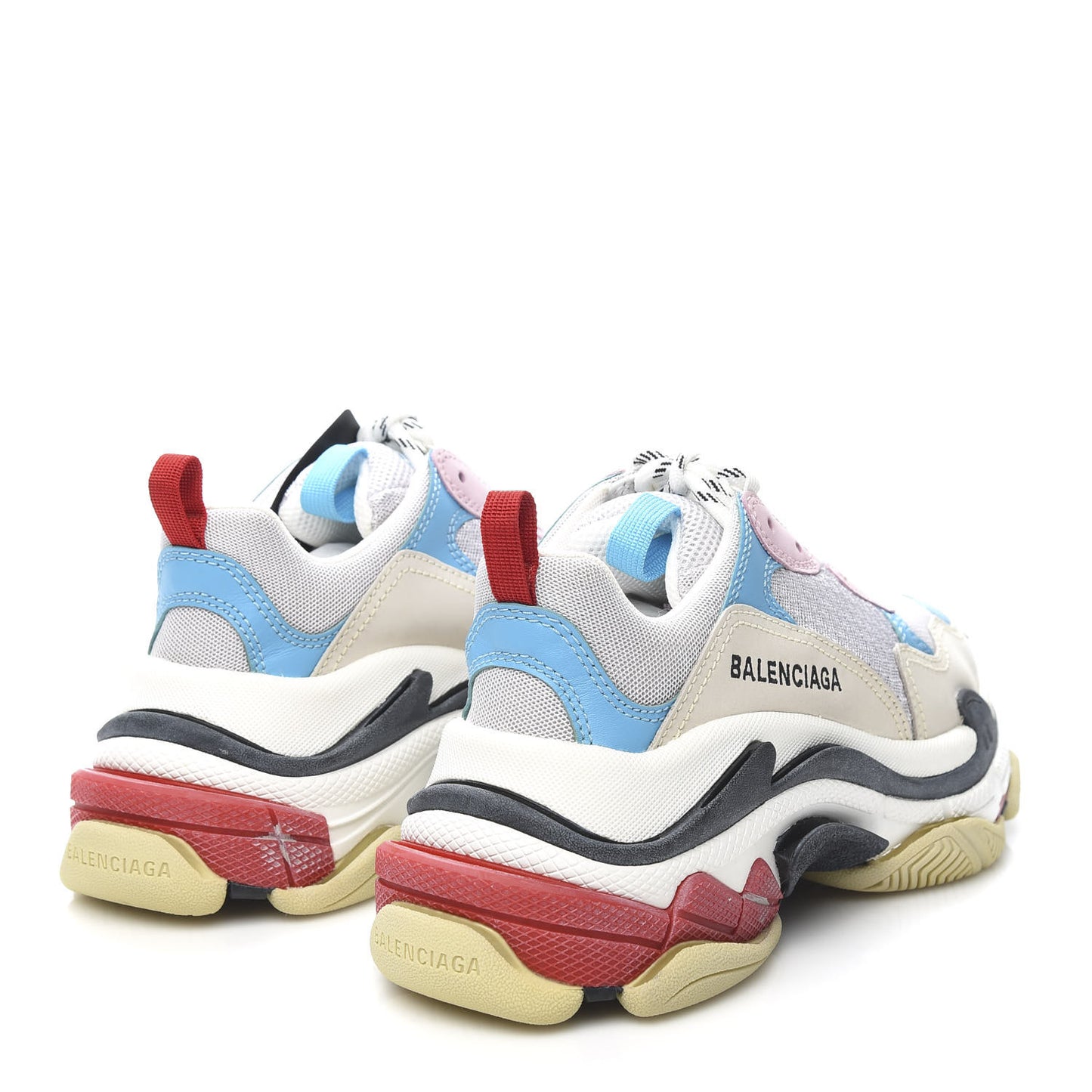Fabric Mesh Womens Triple S Sneakers 36 White Blue Pink