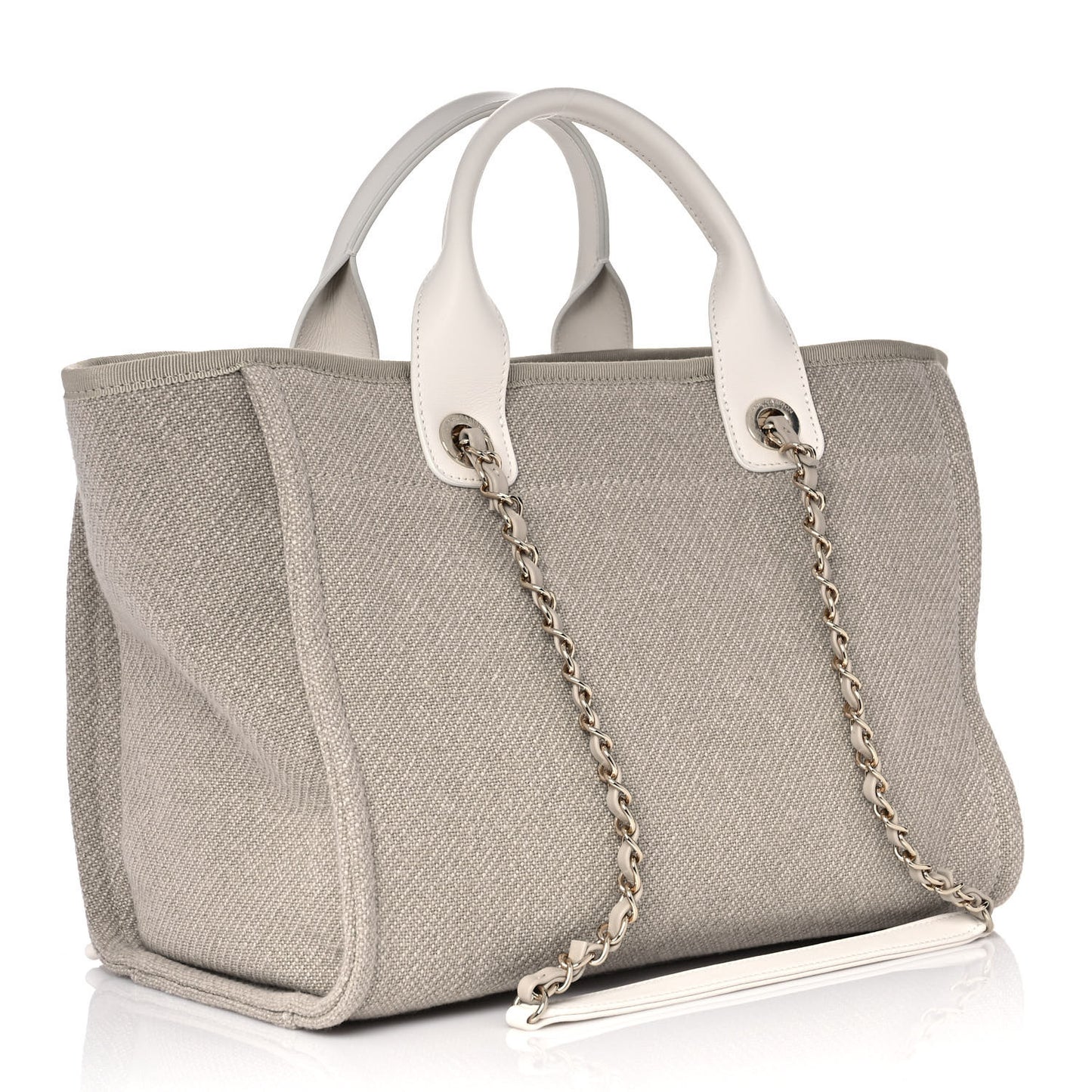 Mixed Fibers Calfskin Medium Deauville Tote Light Grey
