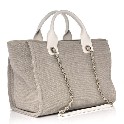 Chanel Mixed Fibers Calfskin Medium Deauville Tote Light Grey 3 of 9