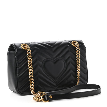 Gucci Calfskin Matelasse Small GG Marmont Shoulder Bag Black 3 of 10