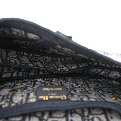 Christian Dior Oblique Embroidered Saddle Bag Blue 5 of 11