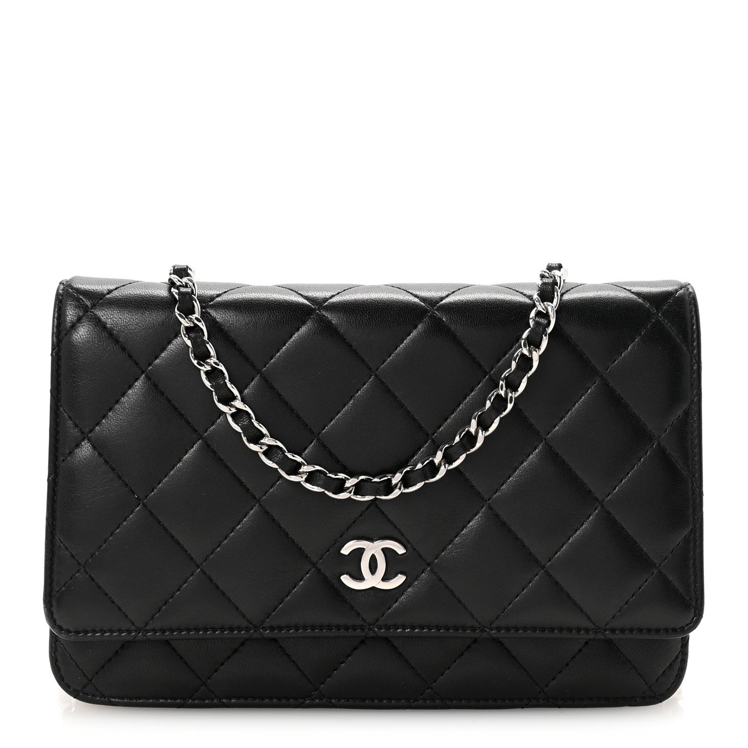 Chanel Lambskin Quilted Wallet On Chain WOC Black 1 of 11