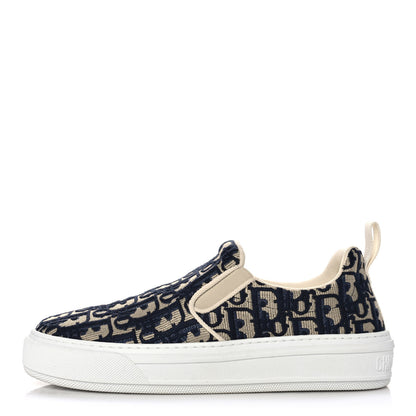 Christian Dior Canvas Oblique Embroidered Womens Solar Slip On Sneakers 38.5 Deep Blue 1 of 9