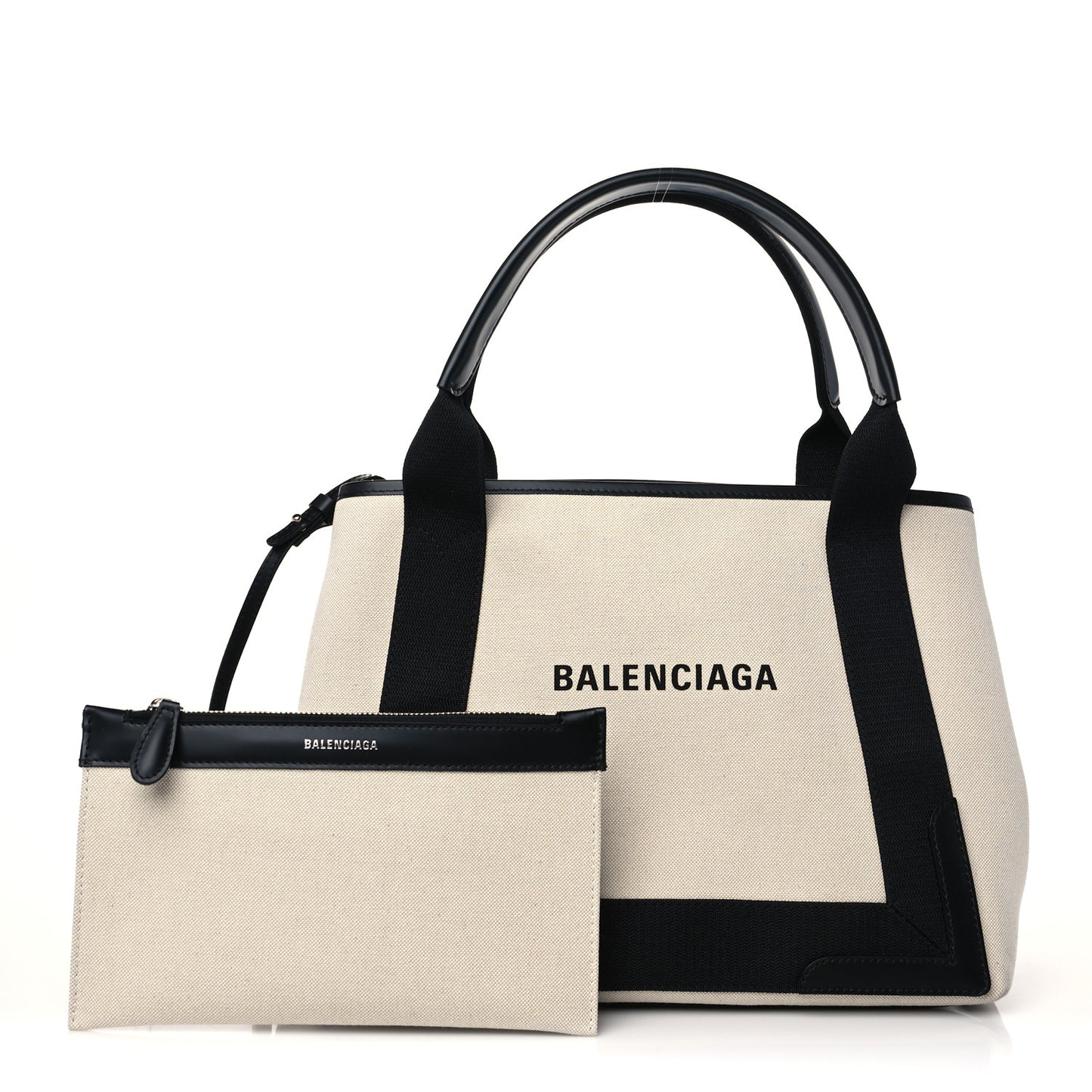 Cotton Canvas Calfskin Navy Cabas XS Natural Black