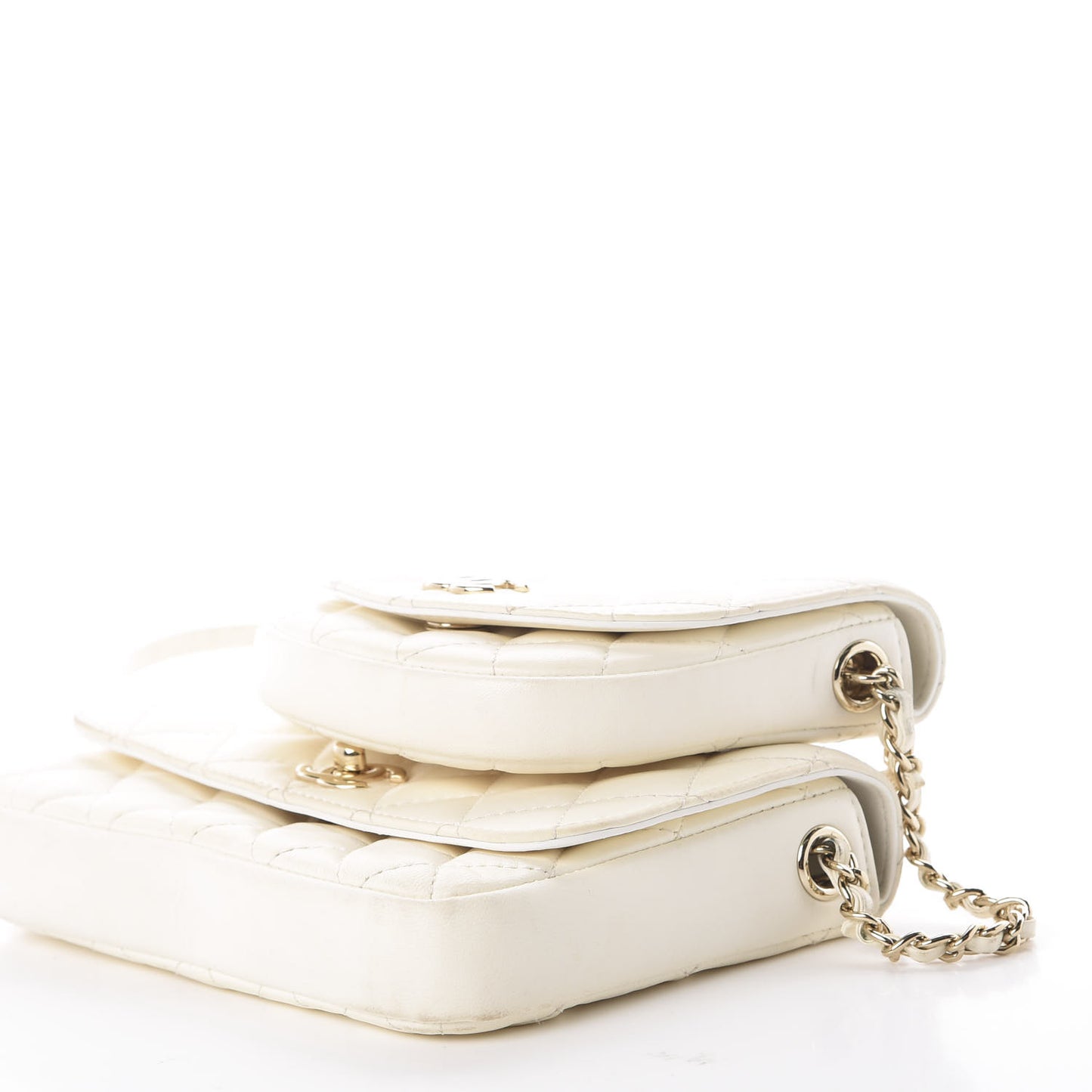 Lambskin Quilted Side Packs White