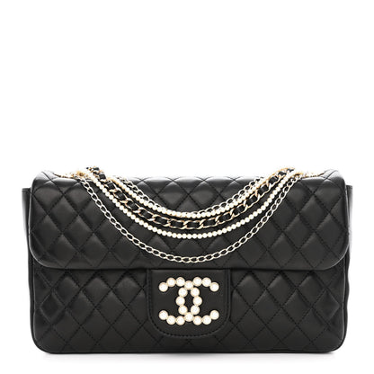Chanel Lambskin Quilted Medium Westminster Pearl Flap Black 1 of 11