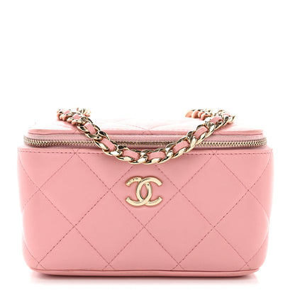 Chanel Lambskin Resin Elegant Chain Vanity Case Pink 1 of 11