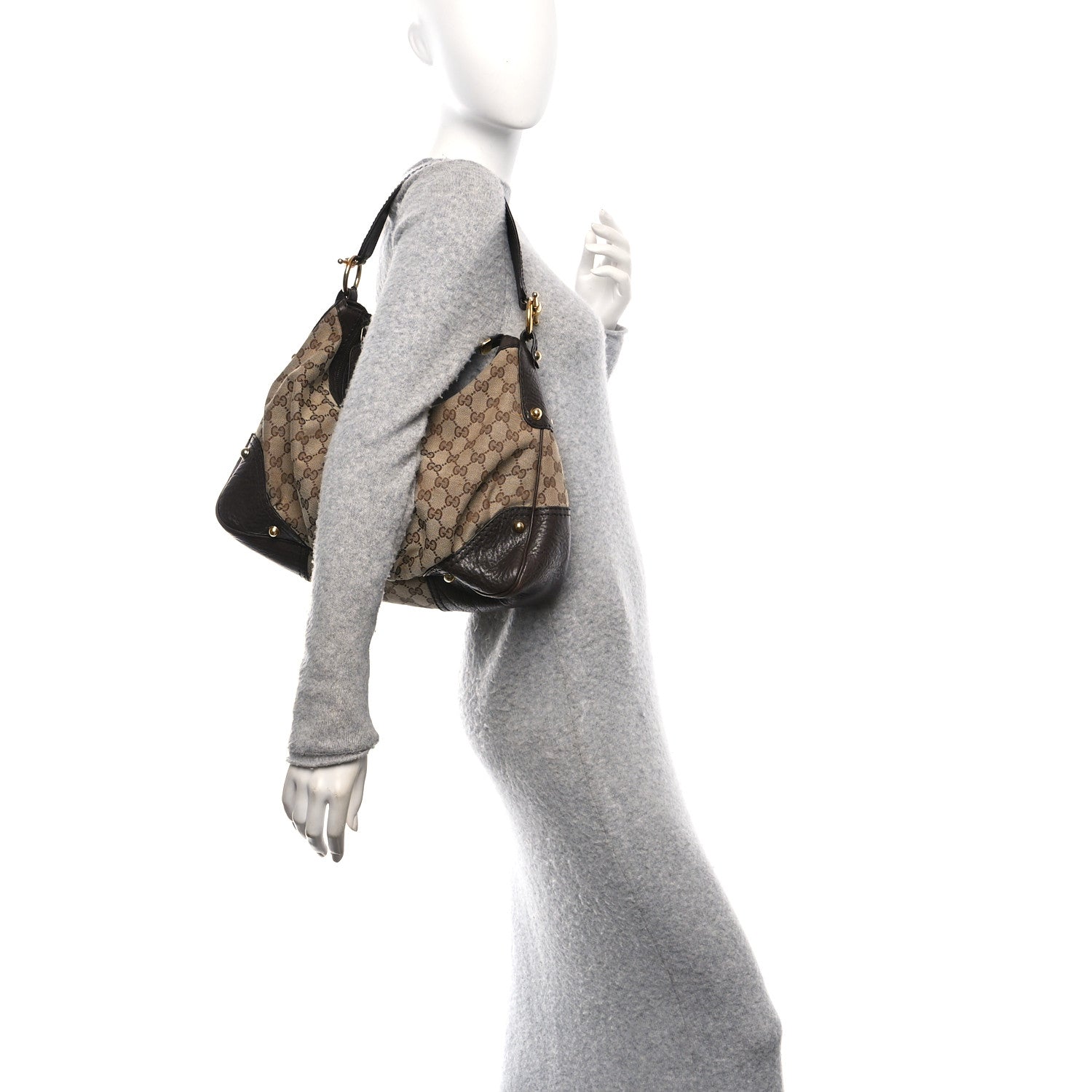 Gucci Monogram Medium Jockey Hobo Dark Brown 2 of 10