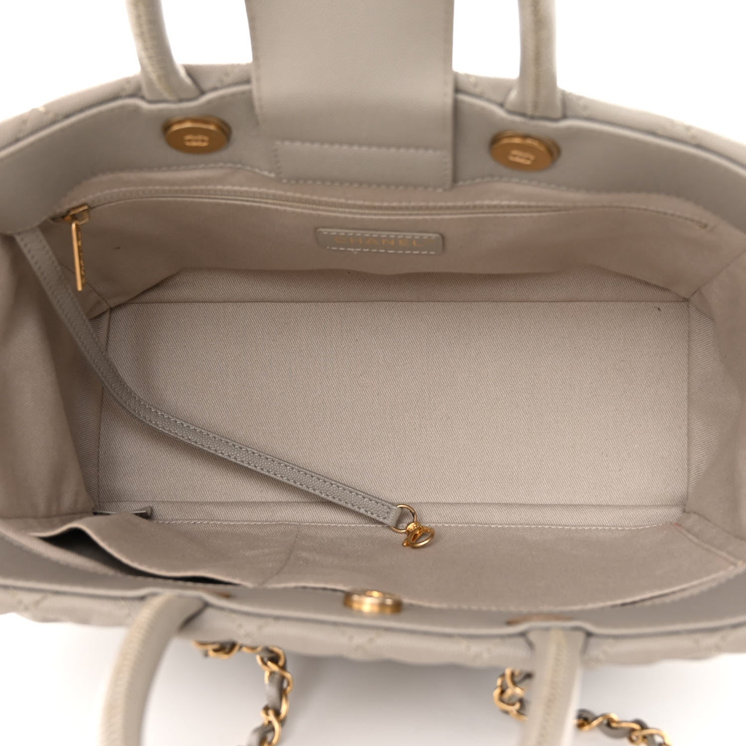 Chanel Caviar Quilted Coco Handle Shopping Tote Grey 5 of 19
