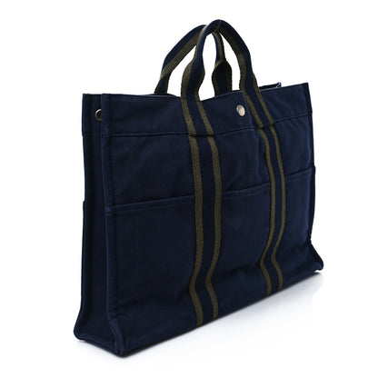Hermes Canvas Herline GM Tote Navy 3 of 12