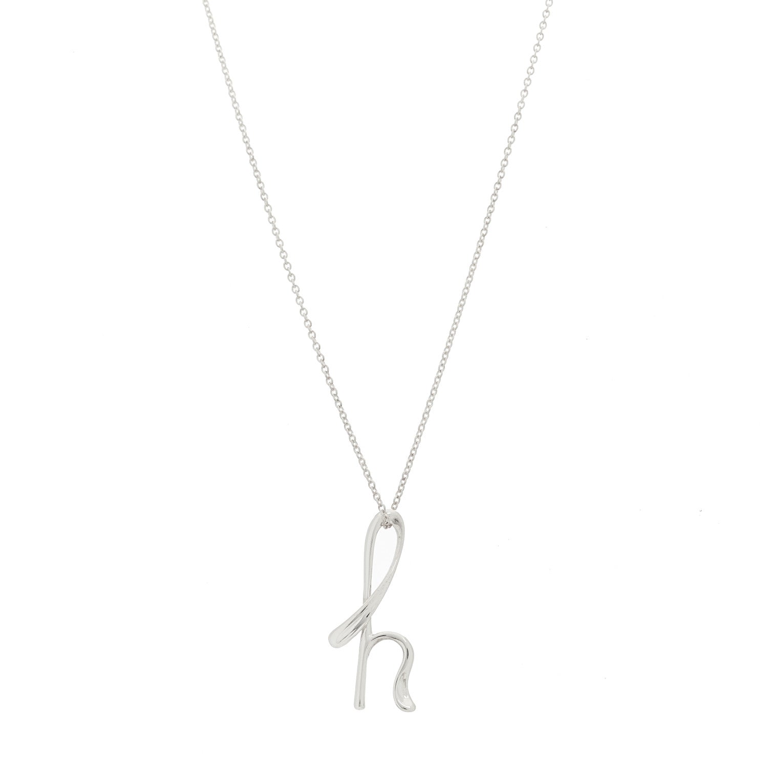 Tiffany Sterling Silver Elsa Peretti Letter H Pendant Necklace 1 of 5