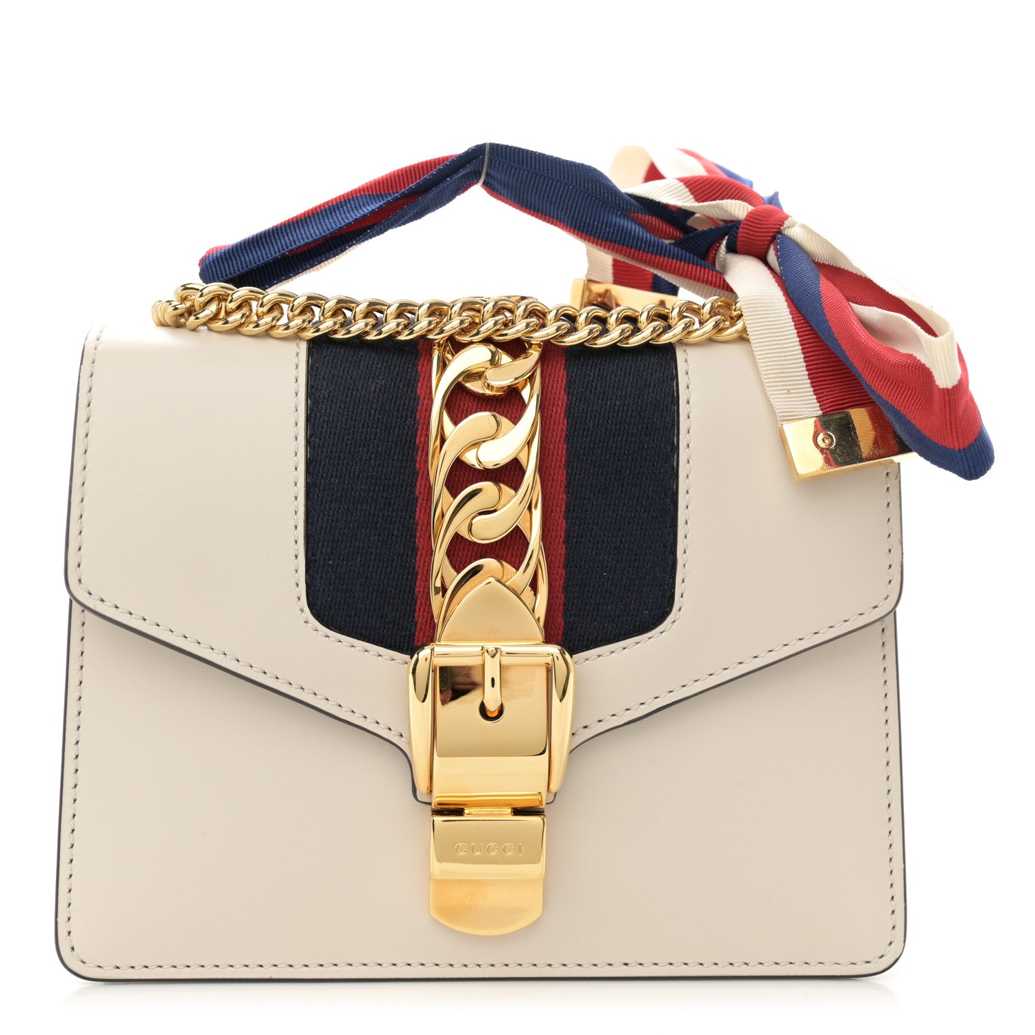 Gucci Calfskin Mini Sylvie Chain Shoulder Bag White 1 of 11