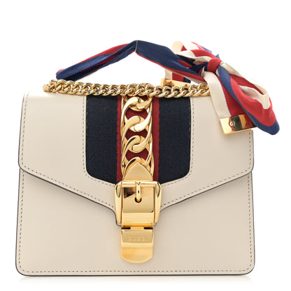Gucci Calfskin Mini Sylvie Chain Shoulder Bag White 1 of 11