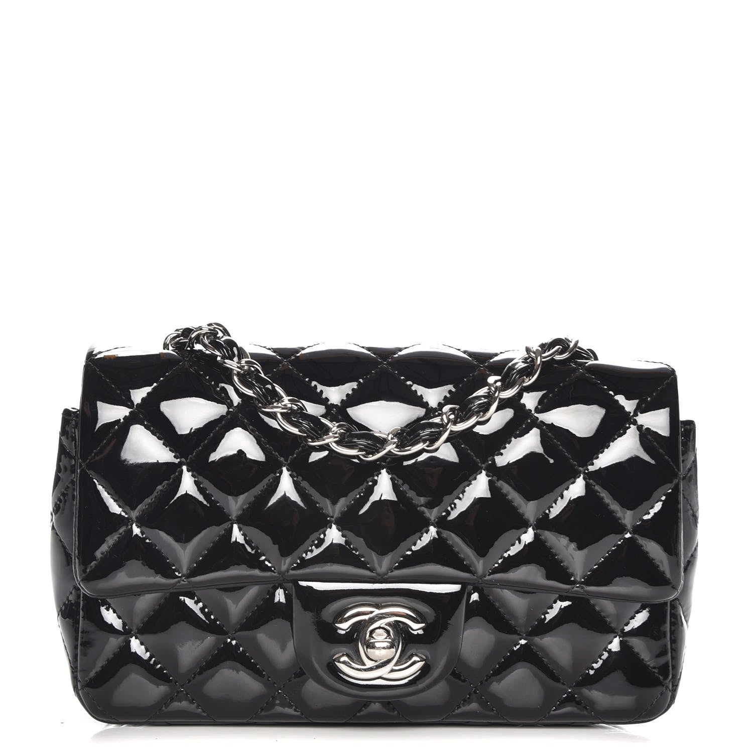 Chanel Patent Calfskin Quilted Mini Rectangular Flap Black 1 of 7