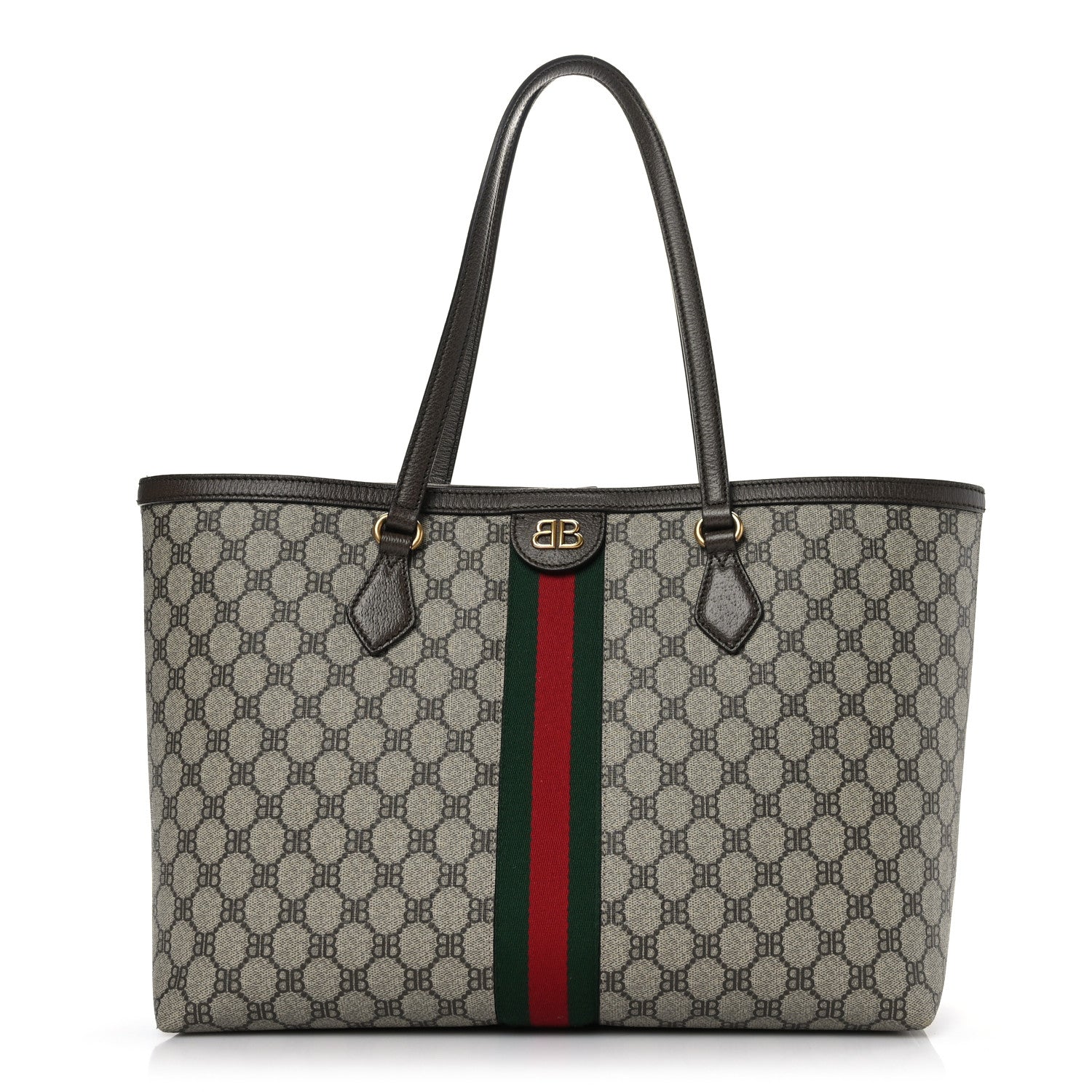 Gucci X BALENCIAGA BB Supreme Monogram Web Medium Ophidia Shopping Tote Beige New Acero 1 of 9