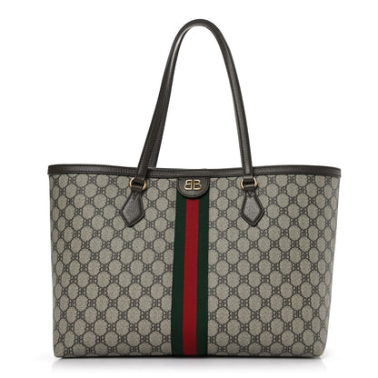 Gucci X BALENCIAGA BB Supreme Monogram Web Medium Ophidia Shopping Tote Beige New Acero 1 of 9