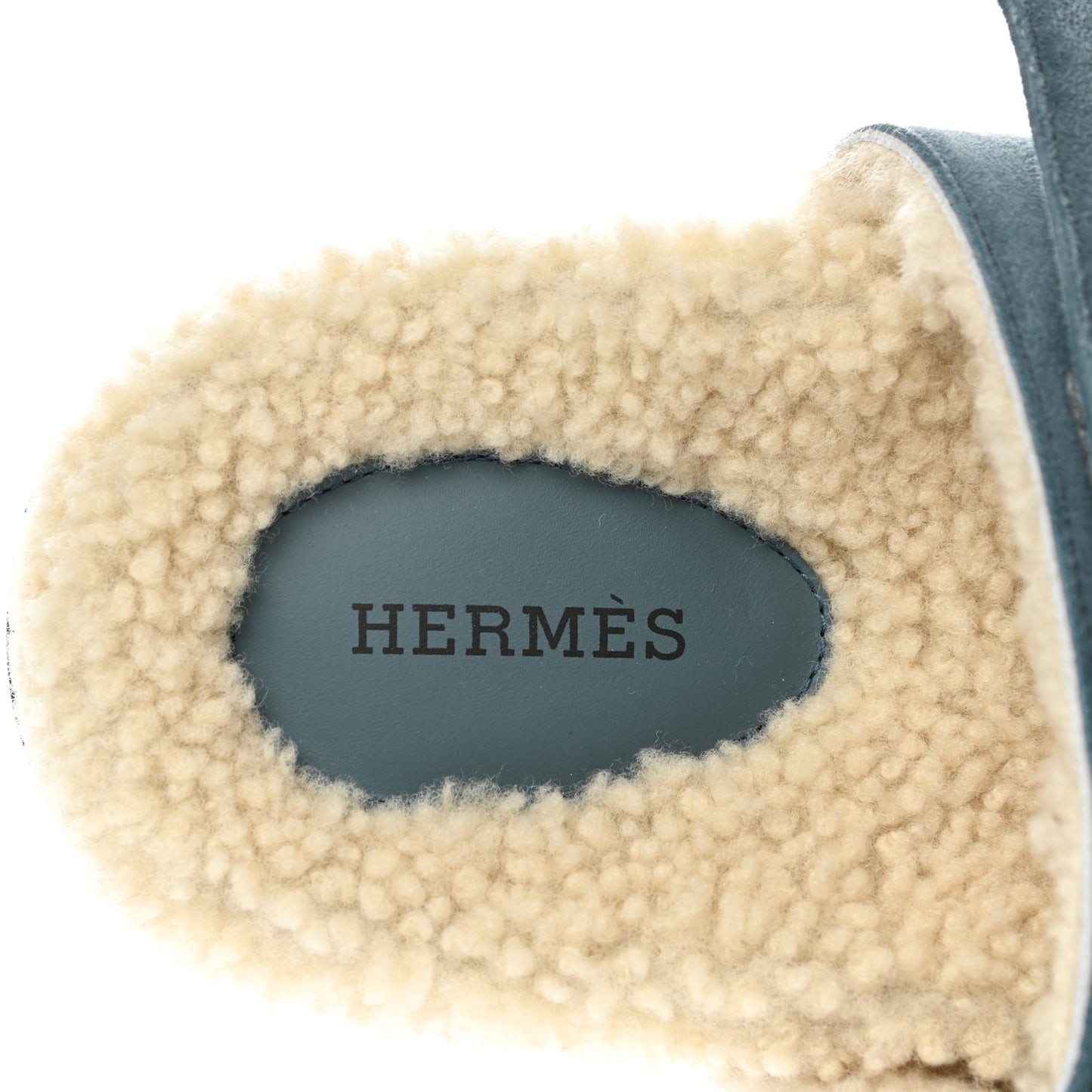 Suede Goatskin Woolskin Womens Chypre Sandals 37.5 Bleu Pinede Ecru