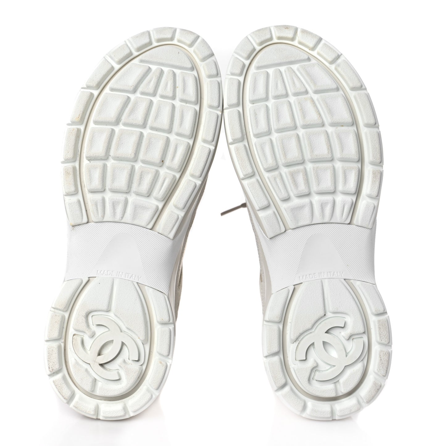 Suede Calfskin Womens CC Sneakers 37.5 White