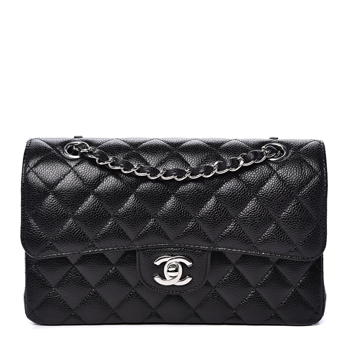 Caviar Quilted Small Double Flap Black
