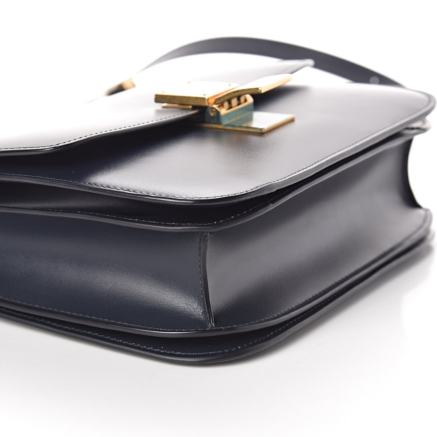 Box Calfskin Medium Classic Box Flap Bag Navy Blue