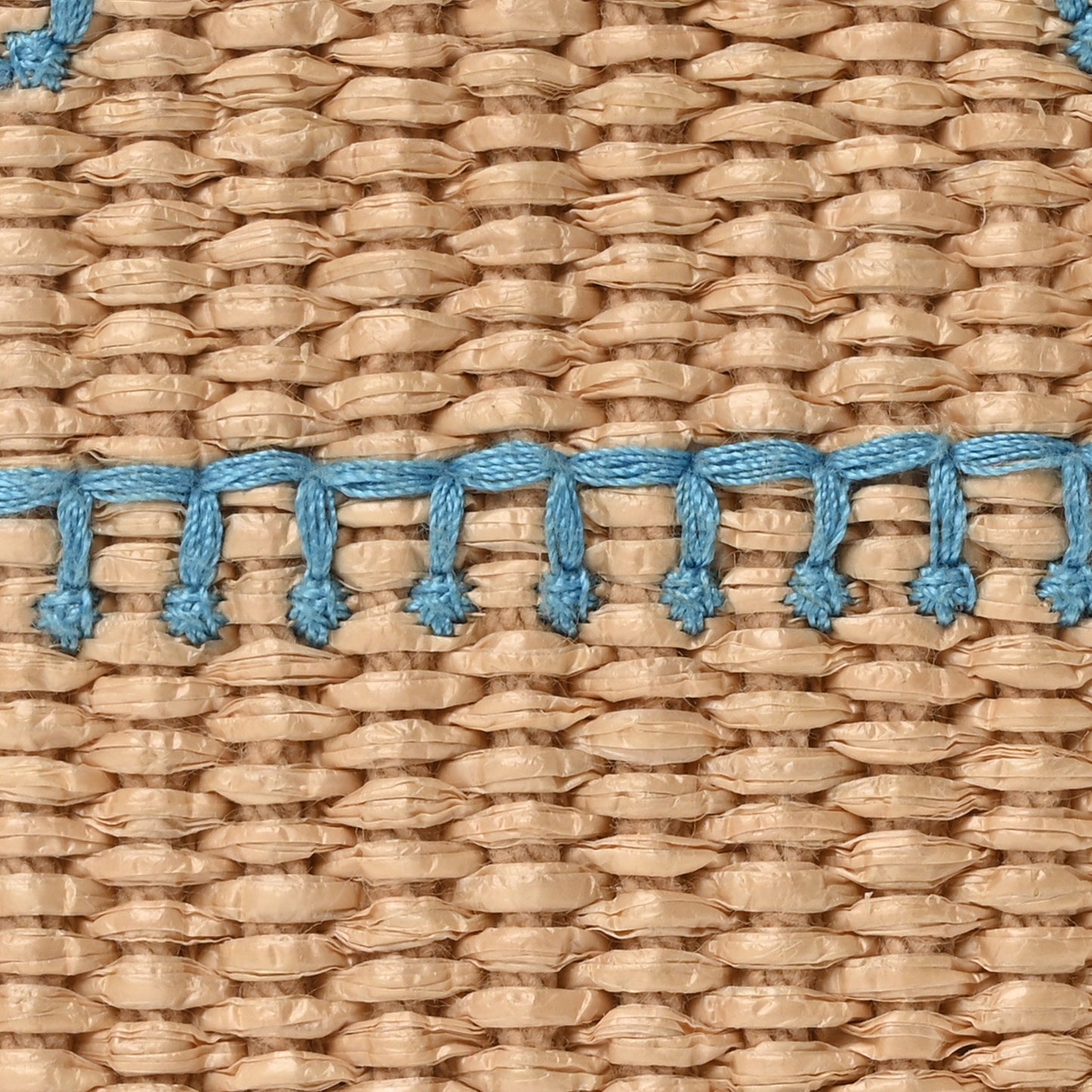 Straw Vitello Grace Cuoio Logo Braided Embroidered Mini Sunshine Shopper Natural Blue