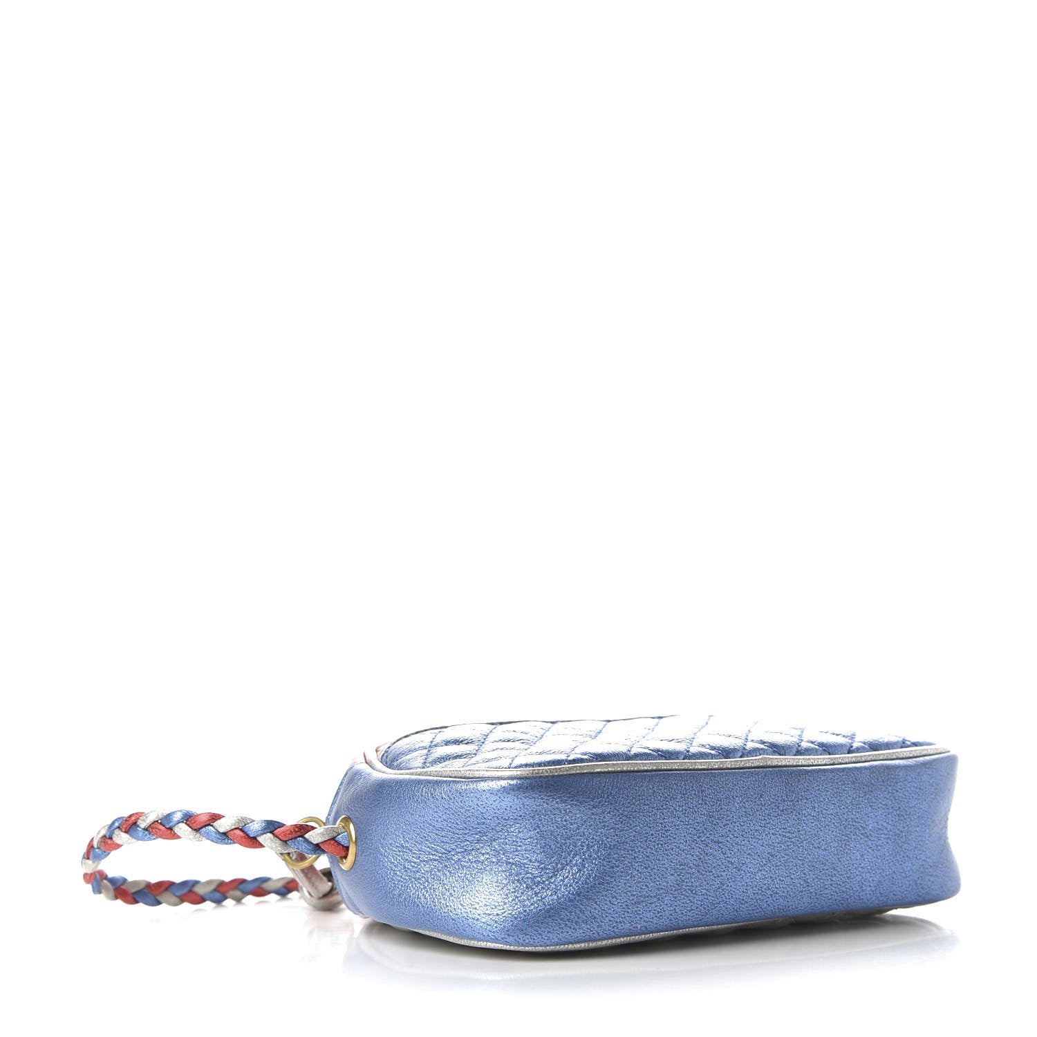Gucci Laminated Nappa Trapuntata Mini Zumi Dome Shoulder Bag Rosso Marine Argento 4 of 9