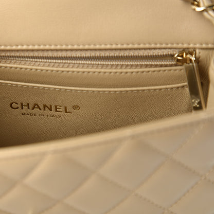 Chanel Lambskin Quilted Mini Rectangular Flap Dark Beige 8 of 11