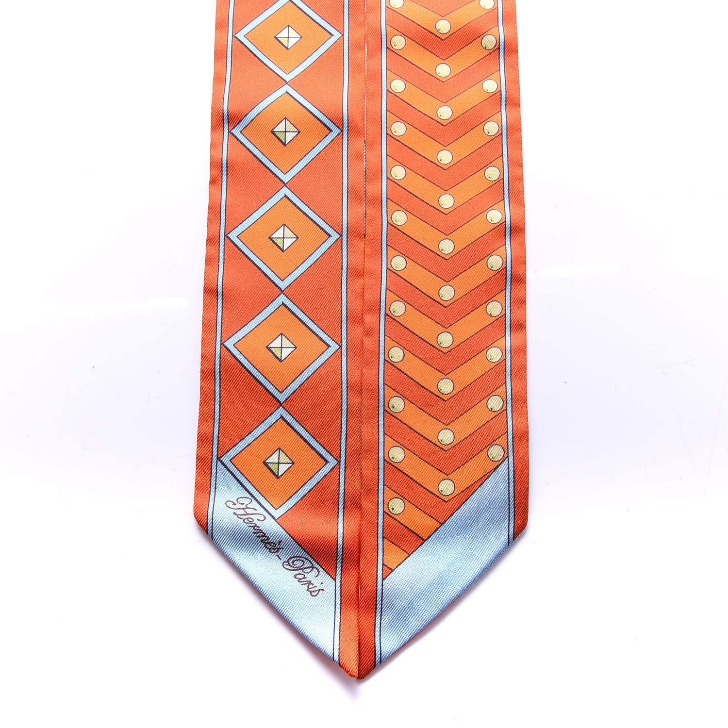 Hermes Silk Colliers Et Chiens Twilly Potiron Orange Ciel 2 of 4