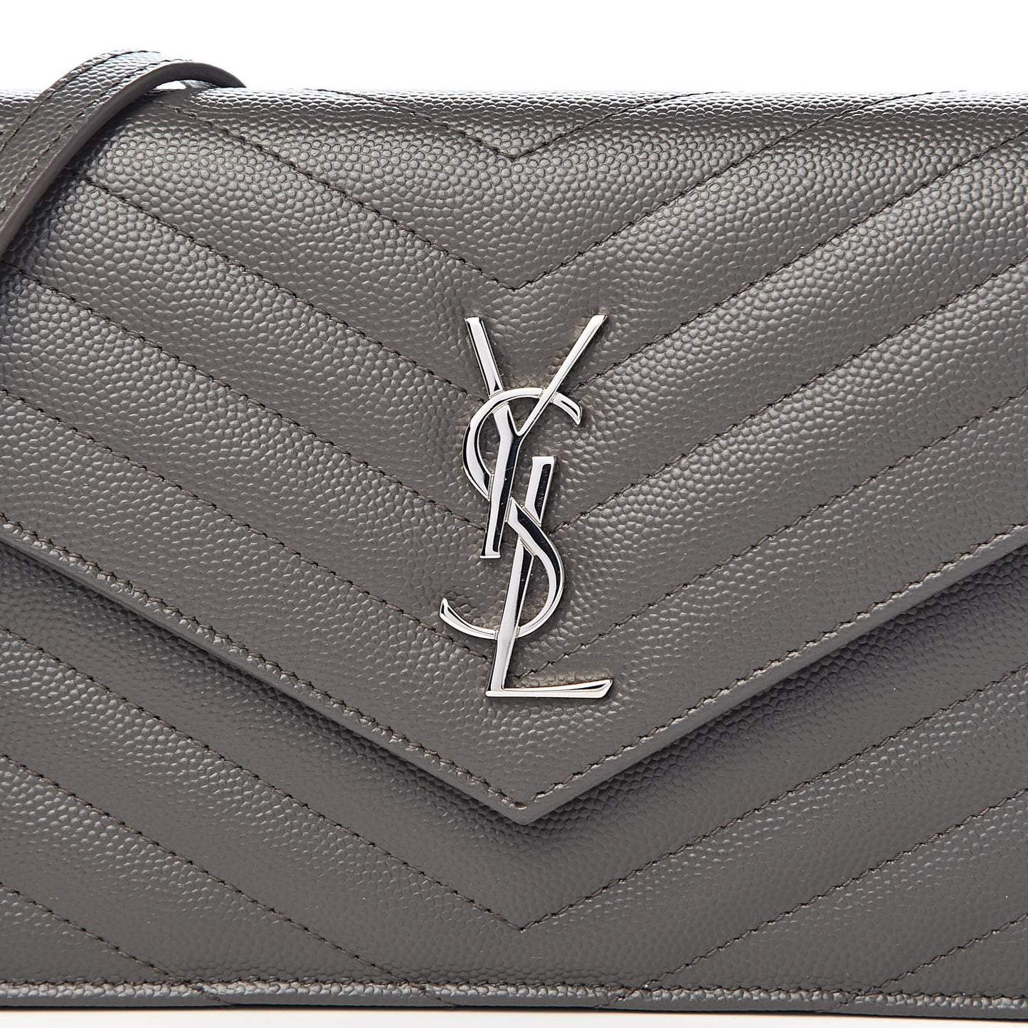 Grain De Poudre Matelasse Chevron Monogram Envelope Chain Wallet Coal