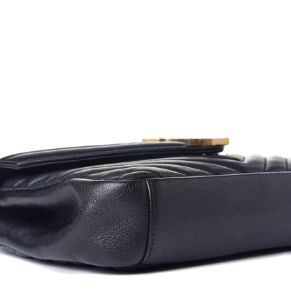 Saint Laurent Sheepskin Matelasse Chevron Monogram Medium College Bag Black 8 of 9