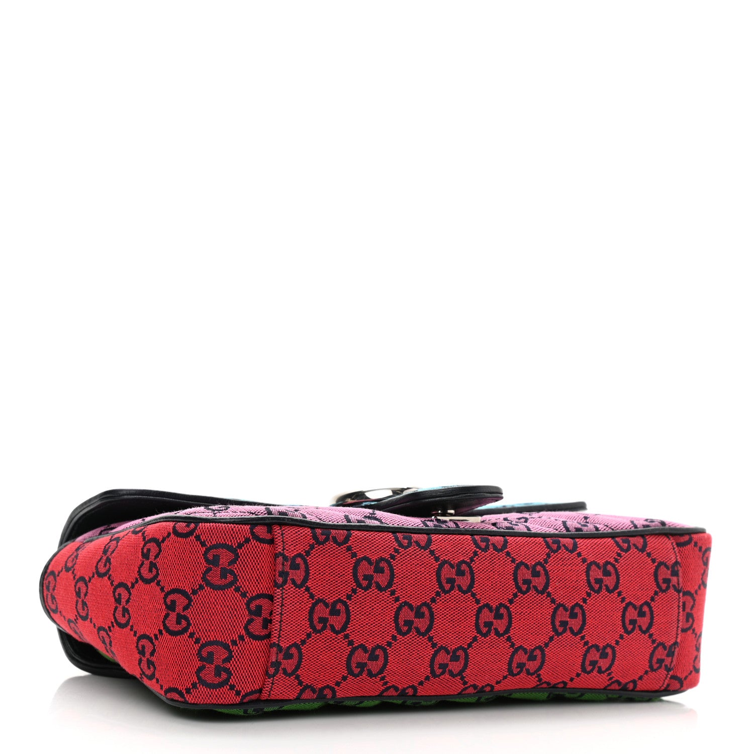 Gucci Monogram Multicolor Matelasse Diagonal Small GG Marmont Shoulder Bag Light Blue Pink Blue Green Red 5 of 11
