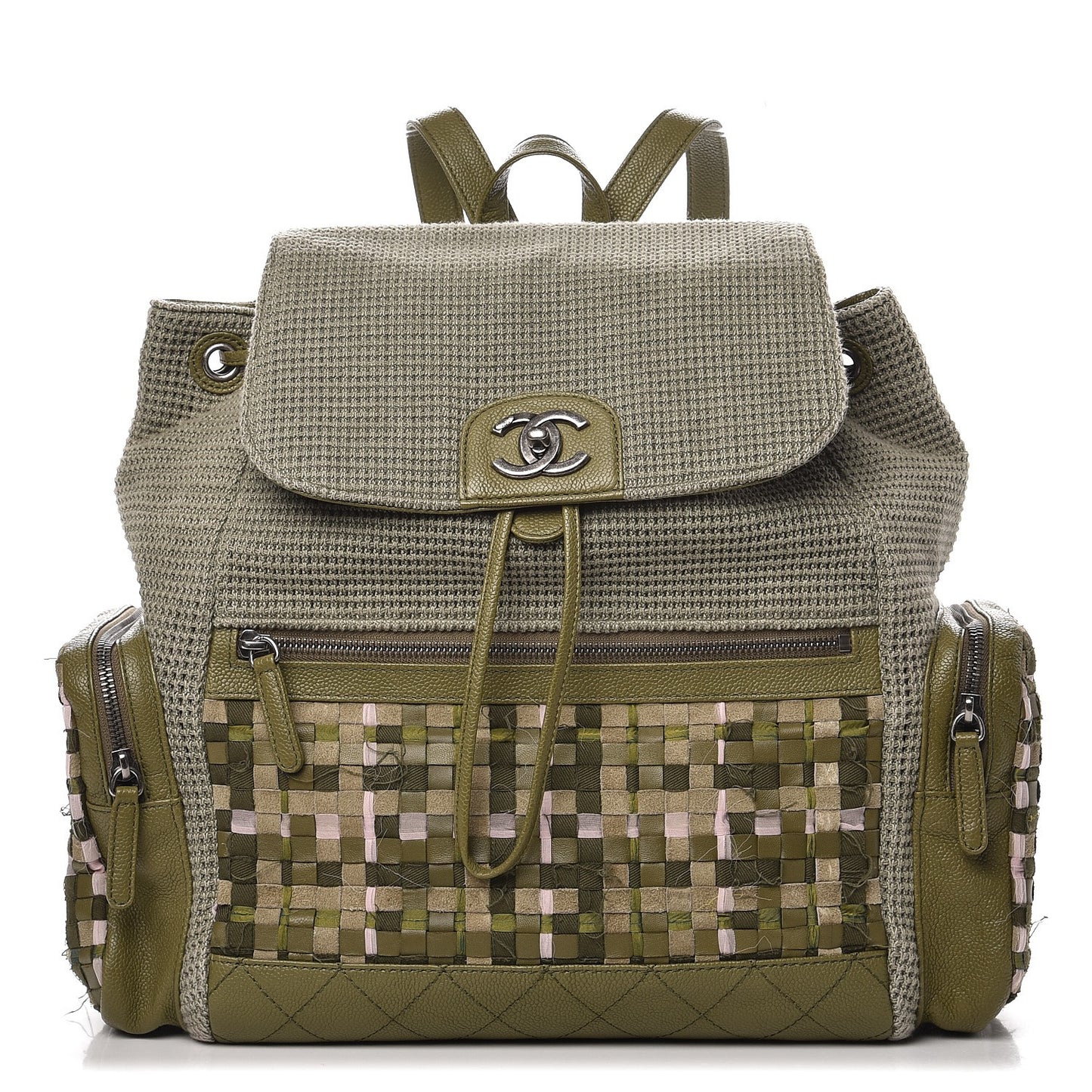 Tweed Canvas Cuba Pocket Backpack Khaki