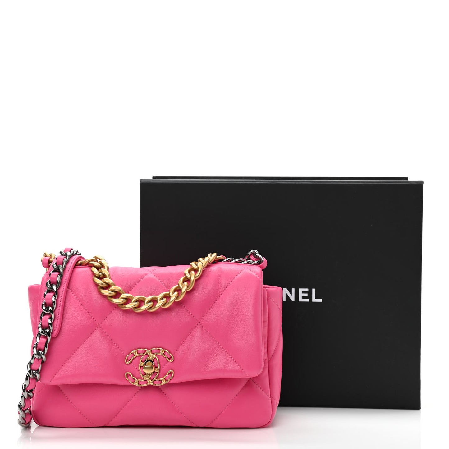 Lambskin Quilted Medium Chanel 19 Flap Pink
