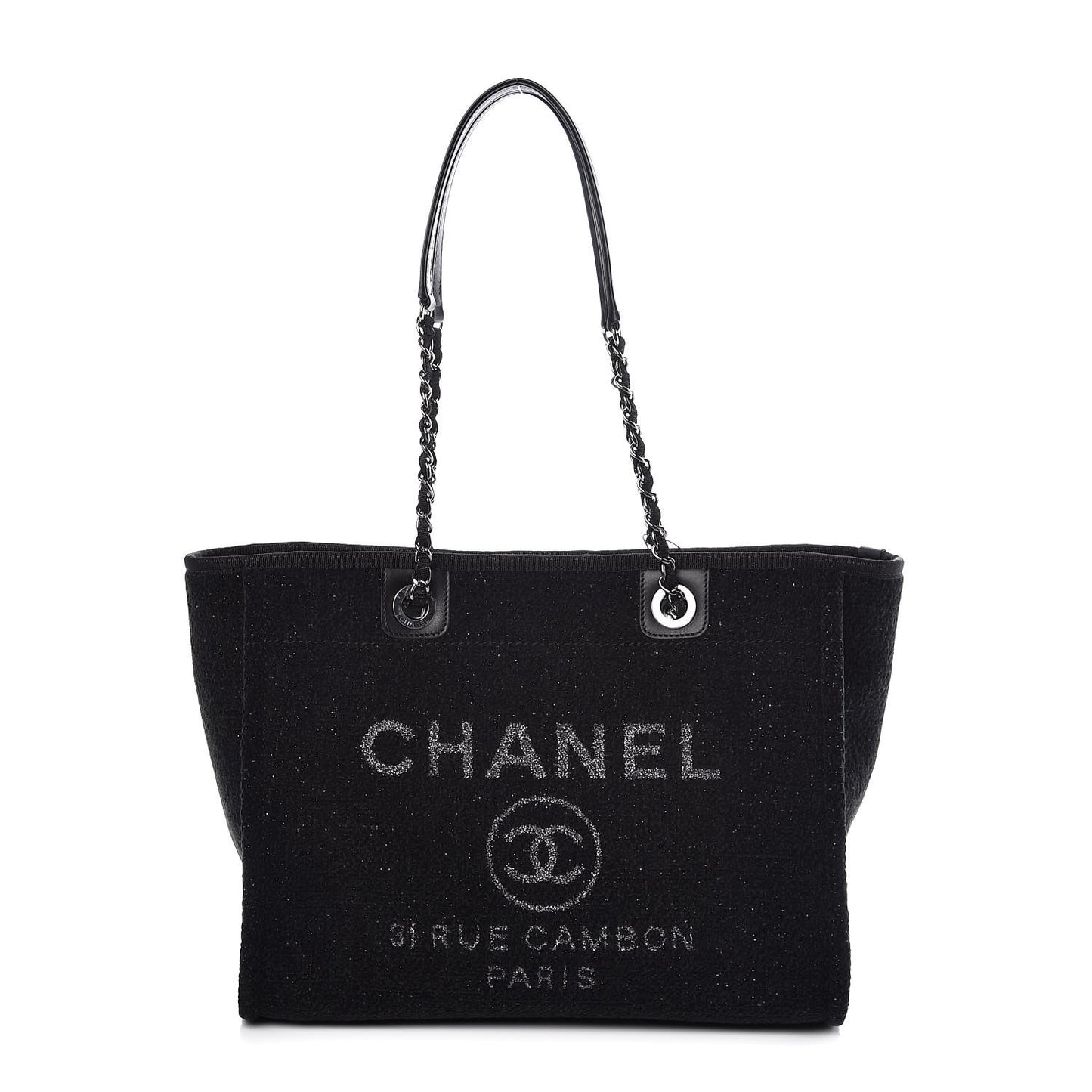 Lurex Boucle Small Deauville Tote Black
