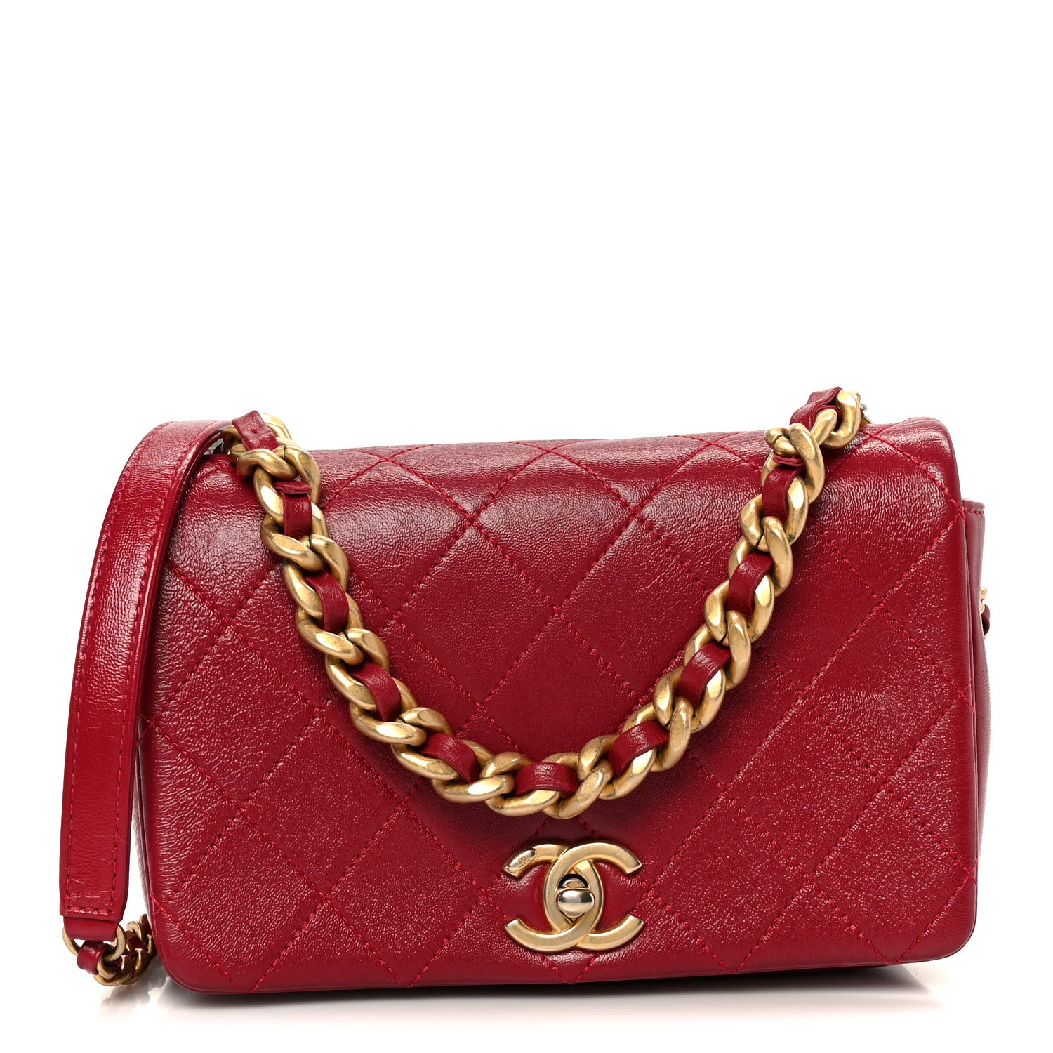 Chanel Shiny Lambskin Quilted Small Fashion Therapy Flap Bag Red 1 of 11
