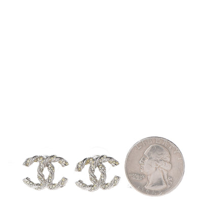 Chanel Crystal Twisted CC Earrings Silver 2 of 5
