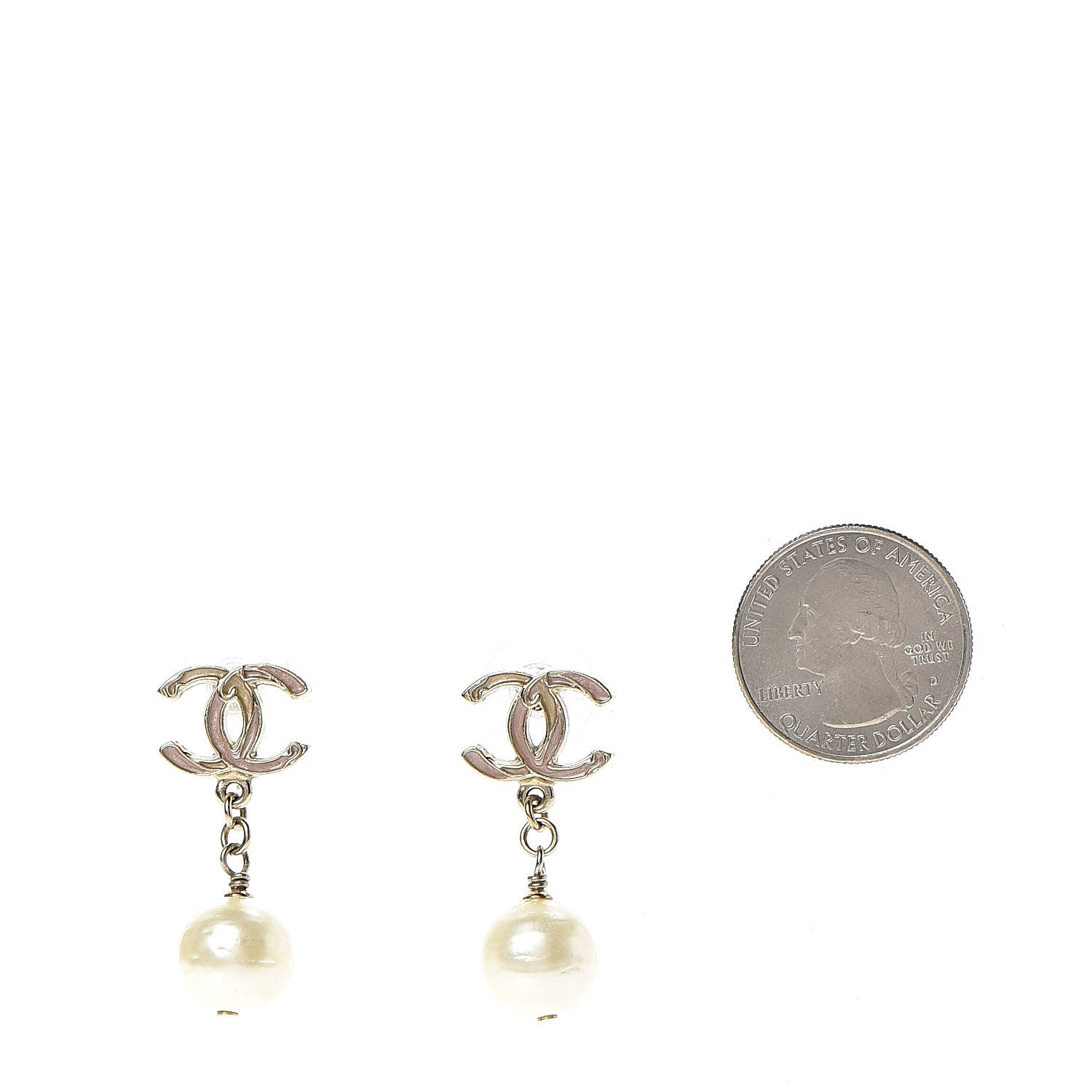 Chanel Enamel CC Pearl Drop Earrings Gold 2 of 4