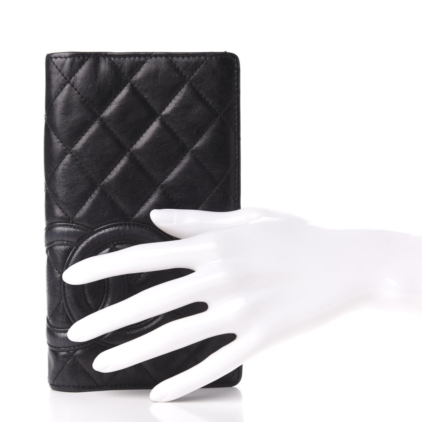 Calfskin Quilted Cambon Yen Wallet Black