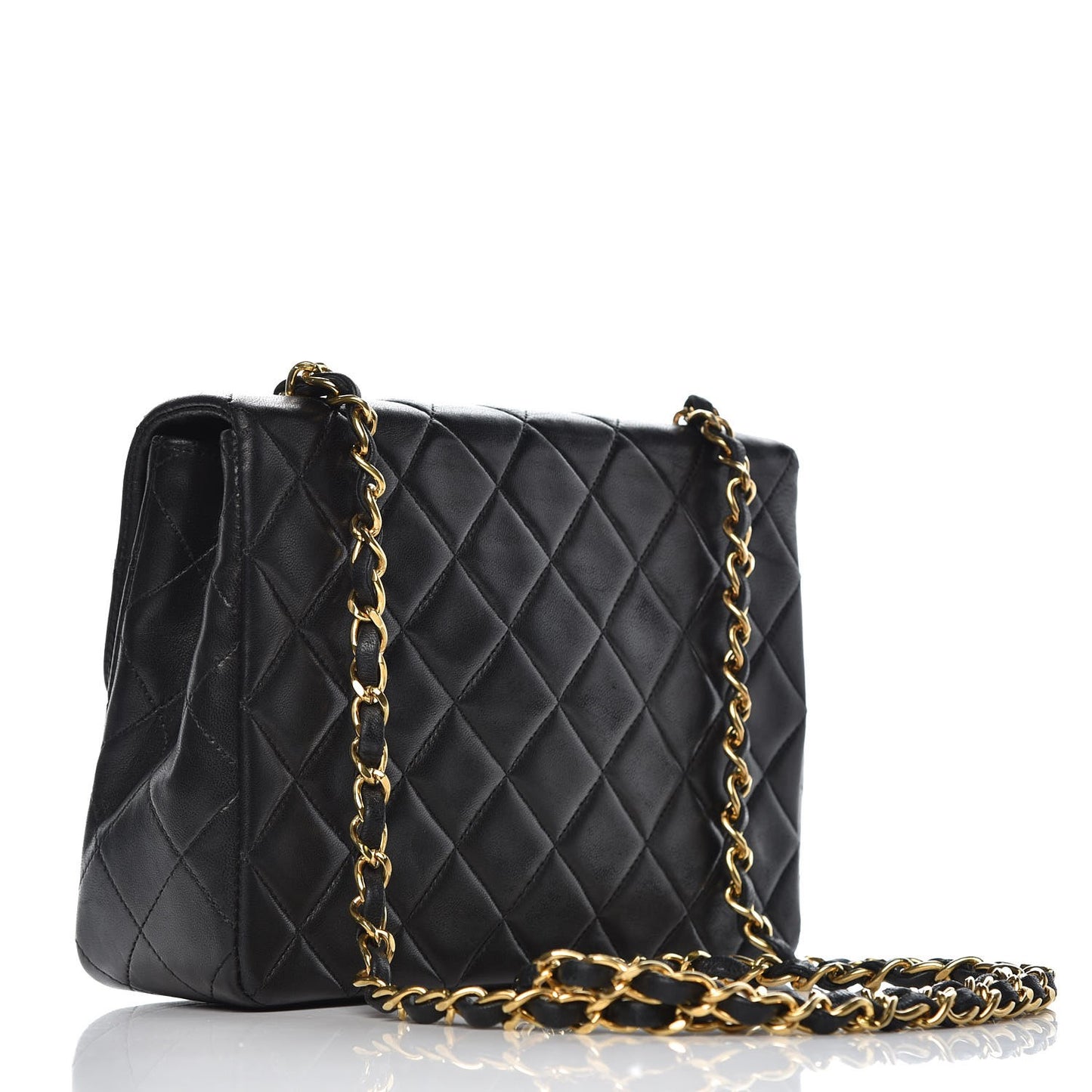 Lambskin Quilted Mini Square Flap Black