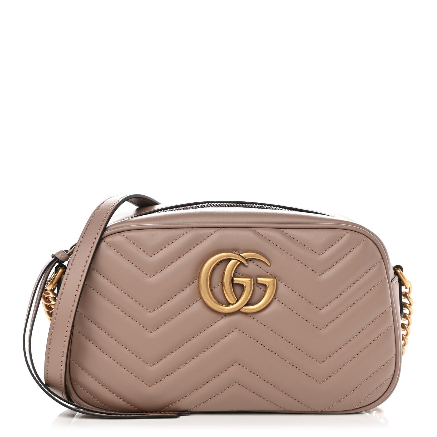 Calfskin Matelasse Small GG Marmont Chain Shoulder Bag Porcelain Rose