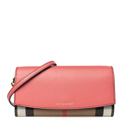Burberry Grainy Calfskin House Check Henley Wallet On Chain Cinnamon Red 2 of 16