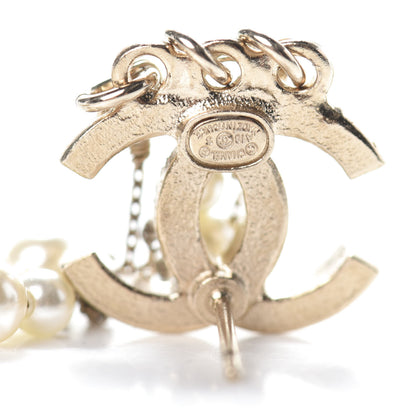 Chanel Pearl CC Long Chain Drop Earrings Gold 4 of 4