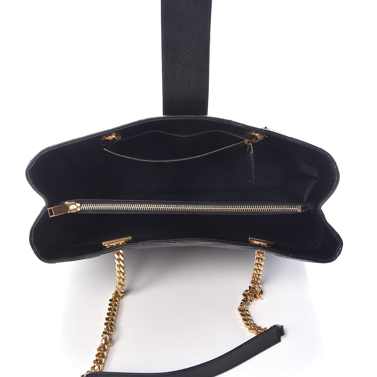 Saint Laurent Grain De Poudre Matelasse Chevron Monogram Shopping Bag Black 5 of 11