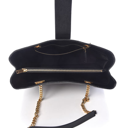 Saint Laurent Grain De Poudre Matelasse Chevron Monogram Shopping Bag Black 5 of 11